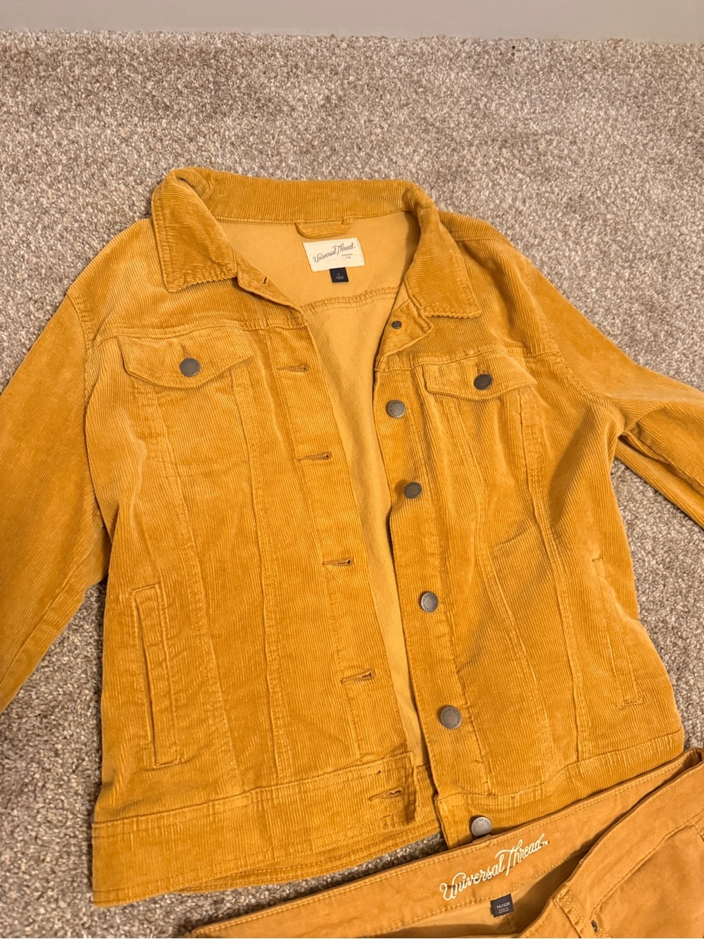 Corduroy Jacket and Skirt Set - Mustard Yellow - Picture 2 of 3